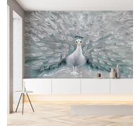 Sobhdga Papier Peint Plumes de Paon Oriental Exotique 100x70, Asiatique Animal Sauvage Papier Peint Adhesif Mural, Film Autocollant Meuble Décoratif, Rouleau Autocollant pour Chambre Salon