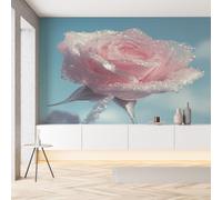 Sobhdga Papier Peint Rose Pastel Floral 200x140, Fleurs Romantique Réaliste Papier Peint Adhesif Mural, Film Autocollant Meuble Décoratif, Rouleau Autocollant pour Chambre Salon