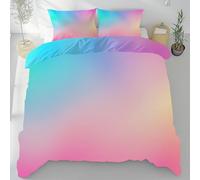 Sobhdga Parure de Lit Arc-en-Ciel Dégradé de Couleur, Housse de Couette Fille Moderne Simple Réversible 220x240 2 Personnes Microfibre Douce avec Fermeture Éclair avec 2 Taies d'oreiller