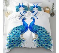 Sobhdga Parure de Lit Beau Paon Couple, Housse de Couette Wild Animal Réversible 220x240 2 Personnes Microfibre Douce avec Fermeture Éclair avec 2 Taies d'oreiller