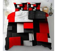 Sobhdga Parure de Lit Carreaux Géométrique Réversible en Microfibre Douce, Housse de Couette Créative Moderne 140x190 avec Fermeture Éclair 2 Pièces avec 1 Taie d'oreiller