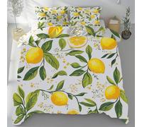 Sobhdga Parure de Lit Citron Fruits Tropicaux, Housse de Couette Feuilles Tropicales Réversible 220x240 2 Personnes Microfibre Douce avec Fermeture Éclair avec 2 Taies d'oreiller