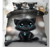 Sobhdga Parure de Lit Cute Chat Kawaii Réversible en Microfibre Douce, Housse de Couette Animal de Compagnie 140x190 avec Fermeture Éclair 2 Pièces avec 1 Taie d'oreiller