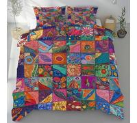 Sobhdga Parure de Lit Moderne Art Abstrait, Housse de Couette Colorées Géométrique Carré Réversible 220x240 2 Personnes Microfibre Douce avec Fermeture Éclair avec 2 Taies d'oreiller