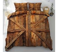 Sobhdga Parure de Lit Porte de Grange, Housse de Couette Rustique Vintage Réversible 220x240 2 Personnes Microfibre Douce avec Fermeture Éclair avec 2 Taies d'oreiller