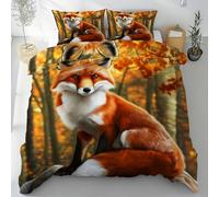 Sobhdga Parure de Lit Renard Animaux Sauvage Réversible en Microfibre Douce, Housse de Couette Animaux Animaux de la Forêt 140x190 avec Fermeture Éclair 2 Pièces avec 1 Taie d'oreiller