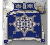 Sobhdga Parure de Lit Style Ethnique Rétro Exotique Microfibre, Ete Housse de Couette 200 x 220 Motif Cachemire Vintage, avec Fermeture Éclair, 2 Taies d'oreiller 65x65cm, Adulte 2 Personnes