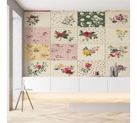Sobhdga Patchwork Fleurs Plantes Rétro Papier Peint Adhesif Mural, Floral Botanique Rural Papier Adhesif pour Meuble, Revêtement Mural Décoratif Impermeable, Pour Cuisine Salle de Bains, 430x300