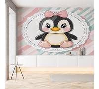 Sobhdga Pingouin Mignon Papier Peint Adhesif Mural, Animaux de Dessin Animé Papier Adhesif pour Meuble, Revêtement Mural Décoratif Impermeable, Pour Cuisine Salle de Bains, 430x300