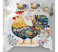Sobhdga Poulet Rustique Boho Fleurs Exotiq Housse de Couette 240x260, Motif Floral Parure de Lit Réversible en Microfibre Douce avec Fermeture Éclair 2 Pièces avec 2 Taies d'oreiller