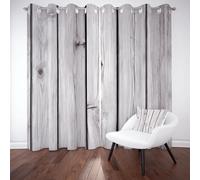 Sobhdga Rideau 140 x 180 Porte de Grange Grain de Bois, Rideau Pergola Extérieur, Rideaux Rural Country Ferme, Occultant Thermique Isolant Anti Froid, Draperies pour Salon Chambre