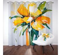 Sobhdga Rideau Floral Peinture a l'huile, Rideau Occultant 2 Pièces a Oeillets, Rideaux Coups de Pinceau Art Abstrait, Thermique Isolant Anti Froid, Draperies Opaque Intérieurs Salon 117 X 138