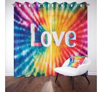 Sobhdga Rideau Occultant Thermique Isolant Anti Froid, Tie Dye Colorées Love Draperies a Oeillets, Rideaux Art Abstrait Moderne 70x240, Interieurs, Rideau Salon Chambre, Lot de 2