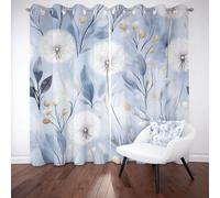 Sobhdga Rideau Pergola Extérieur, Rideau Pissenlit Botanique Feuilles Occultant Thermique Isolant Anti Froid, Rideaux Rural Naturel Pastoral, Draperies a Oeillets, 140l x 225h, Lot de 2