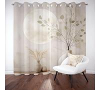 Sobhdga Rideau Style Chinois Paisible Zen Rideau Occultant Thermique Isolant Anti Froid, Rideaux Simple Nature Moderne Draperies Interieurs a Oeillets pour Chambre, 140l X 240h, Lot de 2