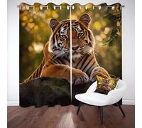 Sobhdga Rideau Tigre Animaux Sauvage, Rideau Occultant 2 Pièces a Oeillets, Rideaux Animaux de la Jungle, Thermique Isolant Anti Froid, Draperies Opaque Intérieurs Salon 117 X 138