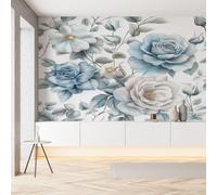 Sobhdga Rose Fleurs Romantique Papier Peint Adhesif Mural, Plantes Naturel Rétro Papier Adhesif pour Meuble, Revêtement Mural Décoratif Impermeable, Pour Cuisine Salle de Bains, 150x105