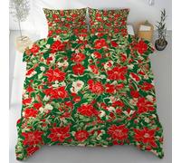 Sobhdga Style Pastoral Motif Floral Housse de Couette 240x260, Rustique Botanique Nature Parure de Lit Réversible en Microfibre Douce avec Fermeture Éclair 2 Pièces avec 2 Taies d'oreiller