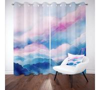 Sobhdga Tie Dye Aquarelle Rideau Thermique Isolant Anti Froid, Rideaux Simple Moderne Opaque Occultant pour Chambre, Draperies Interieurs a Oeillets 140l X 260h, Lot de 2