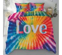 Sobhdga Tie Dye Colorées Love Housse de Couette Ete 220x240, avec Fermeture Éclair, Art Abstrait Moderne Parure de Lit Adulte 2 Personnes Microfibre avec 2 Taies d'oreiller 65x65 cm