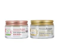SO'BiO étic | Duo Nuit Anti-Âge Précieux Argan | Soin Régénérant Anti-Rides Nuit 50ml & Crème Nutritive Peaux Matures 50ml | Régénération, Nutrition & Fermeté | Huile d’Argan Bio | Fabriqué en France