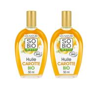 SO'BiO étic | Huile de Carotte bio | Effet bonne mine - Nourrit | Visage & Corps | 100% d'origine naturelle | Bio & Vegan | Made in France | 2x50 ml