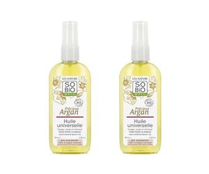 SO'BiO étic | Huile Universelle Précieux Argan | Nourrit - Sublime - Protège | Visage, corps & cheveux | Huile d’argan bio | 100% d’origine naturelle | Vegan | Made in France | Lot de 2x100 ml