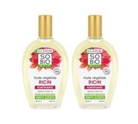 SO'BiO étic | Huile végétale Ricin bio | Fortifie - Nourrit - Stimule la pousse | Cheveux, cils, ongles | Grand format | Vegan | Filière bio équitable | Made in France | 2x50ml