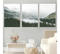 SOBMQ Affiche-Abstrait Montagne Lac Paysage Naturel Affiche sur Toile Imprimé Style Nordique Art Mural Moderne Salon Chambre à Coucher Décoration de la Maison-60 * 70cm-3PCS (Non encadré)