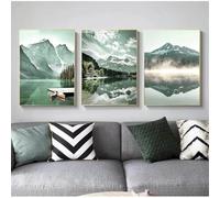 SOBMQ Art Décor-Tableau Abstrait sur Toile Représentant une Montagne de la Forêt du Lac Vert Idéal pour Décorer un Salon une Chambre Ou Toute Autre Pièce de la Maison-40 * 50cm-3PCS (Non encadré)