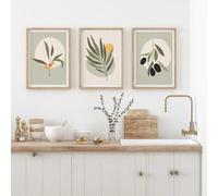 SOBMQ Ensemble de 3-Tableau Bohème sur Toile Avec Feuilles et Baies Idéal pour Décorer un Salon une Chambre une Cuisine un Bureau Ou Toute Autre Pièce de Décoration-40 * 50cm*3Pcs (Pas encadré)