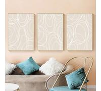 SOBMQ Tableau Abstrait Nordique sur Toile Affiche Minimaliste Aux Lignes Épurées Idéal pour Décorer un Salon une Chambre une Cuisine Ou un Bureau-40 * 50cm*3PCS (sans cadre)