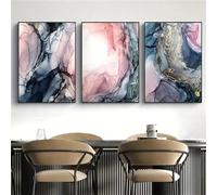 SOBMQ Tableau Abstrait Nuages Or Rose et Bleu Impression sur Toile Affiche Superbe Décoration Murale pour le Salon Œuvre D'Art-60 * 70cm*3PCS (sans cadre)