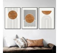 SOBMQ Tableau sur Toile à Lignes Géométriques Abstraites Bohèmes Affiche Minimaliste et Impressions D'Art Mural Nordique pour la Décoration du Salon et de la Maison-40 * 60cm*3PCS (sans cadre)