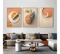 SOBMQ Tableaux Abstraits Géométriques Modernes sur Toile Affiches et Impressions Dorées de Luxe Œuvres D'Art Murales pour la Décoration du Salon et du Bureau-40 * 60cm*3PCS (sans cadre)