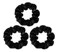 SOBONNY Lot de 3 chouchous élastiques en soie de mûrier 100 % pure soie de mûrier naturelle, conçus pour être doux et sans tirer (noir, lot de 3)