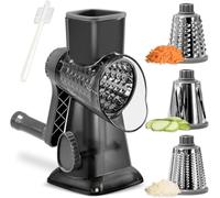 Sobtoe Râpe à Fromage Rotative, trancheuse à Légumes avec 3 Lames de Tambour Interchangeables, Râpe de Cuisine Coupe Rapide pour Gagner du Temps, Râpe Rotative Adaptée aux Légumes, Fruits, Noix, etc.