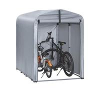 SoBuy Abri de Jardin, Cabane de Jardin Exterieur Imperméable, abri Moto avec des Crochets, Garage pour Vélo et Outils, Abri Vélo, Rangement et Stockage, Argent, 120x176x163 cm, KLS11-K