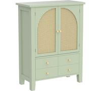 SoBuy Armoire à chaussures, Armoire de rangement pour chaussures, Rack à chaussures, Armoire latérale, Tiroir à chaussures avec 4 tiroirs et 2 portes en rotin Ploy, Armoire de rangement