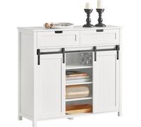 SoBuy Armoire à chaussures Commode à chaussures Armoire à tiroirs Armoire de cuisine Commode Étagère à chaussures avec 2 tiroirs, 2 portes coulissantes et 7 étagères