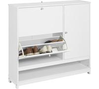 SoBuy Armoire à chaussures, étagère à chaussures, armoire de rangement, avec 2 abattants, 1 porte et 1 compartiment ouvert, parfait pour les couloirs étroits, le salon, la chambre à coucher