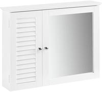 SoBuy Armoire à glace Armoire de salle de bain haute Armoire suspendue avec porte à miroir Armoire à tiroirs Tablette murale 65x15x49 cm