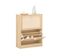 SoBuy Meuble à chaussures FSR160-N – 2 abattants, 2 portes – 60 x 24 x 80 cm – Couleur bois
