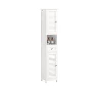SoBuy Armoire Colonne Salle de Bain, 2 Portes, 1 Tiroir, 1 Niche, Meuble Rangement WC/Cuisine, 170cm, Blanc FRG236-W