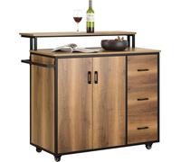 SoBuy Armoire de cuisine Rangement Sideboard Multi-Storage Armoire de cuisine pour salon, salle à manger avec 2 portes, 3 tiroirs, 1 porte-serviettes