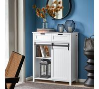 SoBuy Armoire de cuisine Sideboard avec porte coulissante Armoire Buffet Rangement Commode Blanc FSB74-K-W