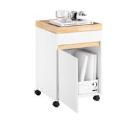 SoBuy Armoire de rangement à roulettes pour bureau - Blanc et naturel - 40x40x63 cm - ASK03-W