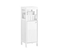 SoBuy Armoire de Salle de Bain avec Étagère Réglable, Meuble de Rangement Étroit, Armoire WC Gain de Place pour Petites Salles de Bain, Blanc 30x30x89 cm BZR186-W