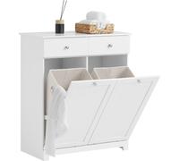 SoBuy Armoire de salle de bain Cadre de rangement avec 2 tiroirs et 2 paniers à linge Armoire à linge Panier à linge - Blanc