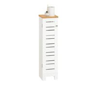 SoBuy Armoire de Salle de Bain Étroit - Meuble WC Rangement Gain de Place - Rangement pour Papier Toilette en Bois, pour Petites Espace, Résistant à l'Humidité, Blanc-Naturel, 20x75x18 cm, BZR85-W